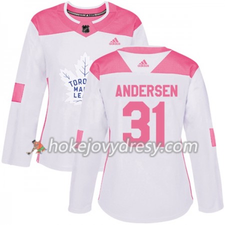Dámské Hokejový Dres Toronto Maple Leafs Frederik Andersen 31 Bílá 2017-2018 Adidas Růžová Fashion Authentic